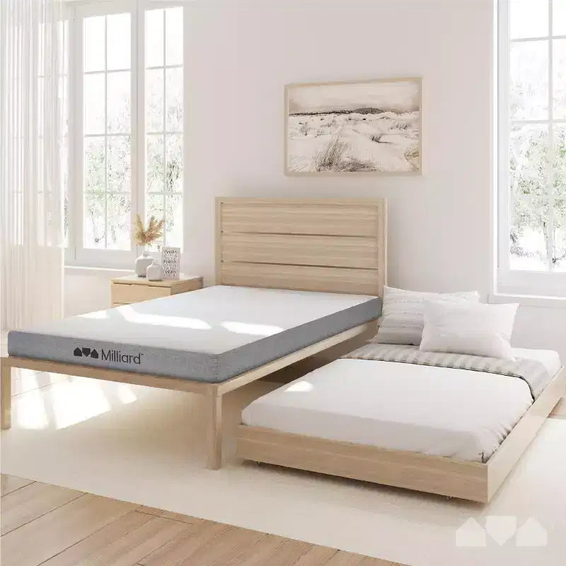 Matelas gigogne en mousse à mémoire de forme 5 pouces, lot de 2 - Soutien ferme, housse lavable