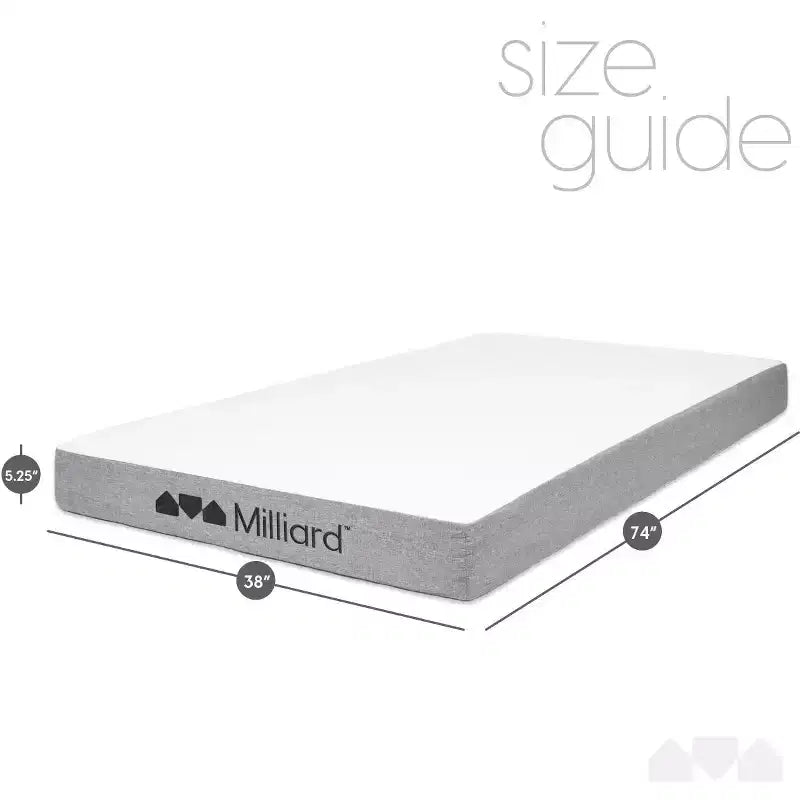5 Inch Twin Memory Foam Trundle Mattress, Pack of 2 - Firm Support, Washable Cover