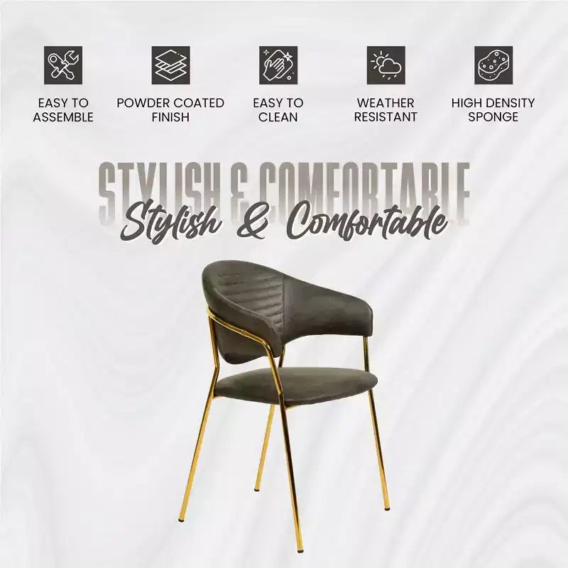 Chaise de salle à manger recouverte de cuir et de velours, assise et dossier ergonomiques rembourrés, fauteuil d'appoint avec piètement en acier inoxydable