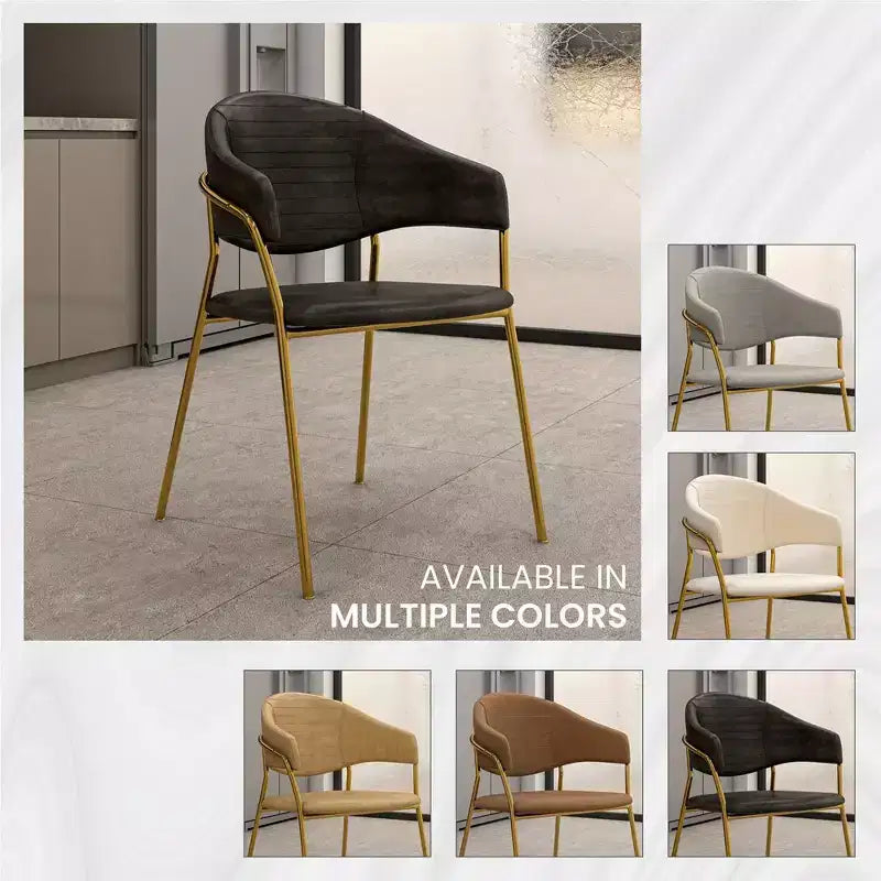 Chaise de salle à manger recouverte de cuir et de velours, assise et dossier ergonomiques rembourrés, fauteuil d'appoint avec piètement en acier inoxydable