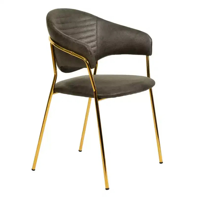 Chaise de salle à manger recouverte de cuir et de velours, assise et dossier ergonomiques rembourrés, fauteuil d'appoint avec piètement en acier inoxydable