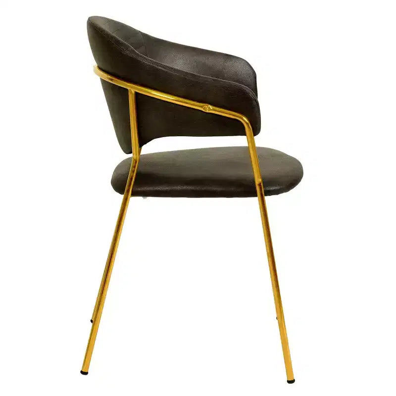 Chaise de salle à manger recouverte de cuir et de velours, assise et dossier ergonomiques rembourrés, fauteuil d'appoint avec piètement en acier inoxydable