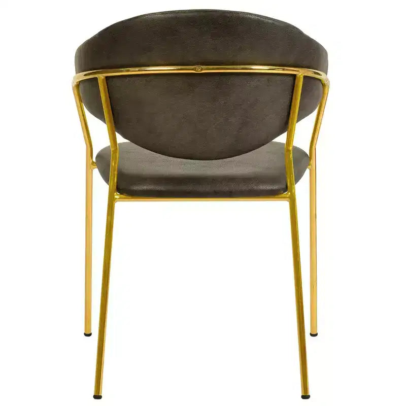Chaise de salle à manger recouverte de cuir et de velours, assise et dossier ergonomiques rembourrés, fauteuil d'appoint avec piètement en acier inoxydable