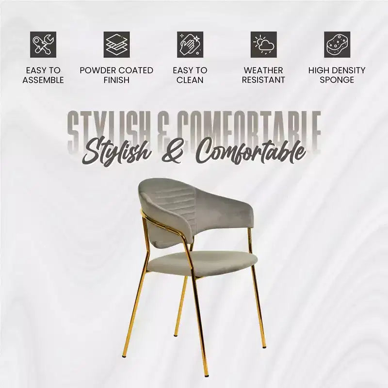 Chaise de salle à manger recouverte de cuir et de velours, assise et dossier ergonomiques rembourrés, fauteuil d'appoint avec piètement en acier inoxydable