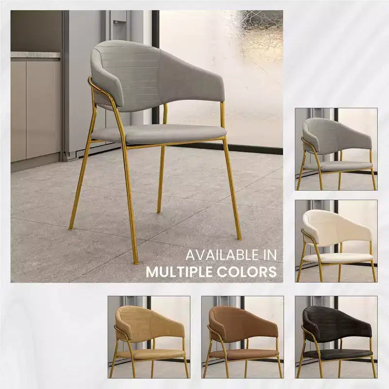 Chaise de salle à manger recouverte de cuir et de velours, assise et dossier ergonomiques rembourrés, fauteuil d'appoint avec piètement en acier inoxydable