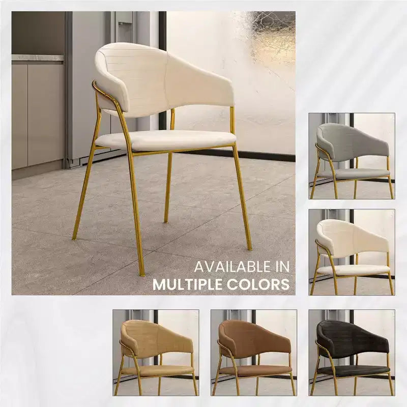 Chaise de salle à manger recouverte de cuir et de velours, assise et dossier ergonomiques rembourrés, fauteuil d'appoint avec piètement en acier inoxydable