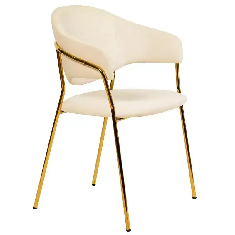 Chaise de salle à manger recouverte de cuir et de velours, assise et dossier ergonomiques rembourrés, fauteuil d'appoint avec piètement en acier inoxydable