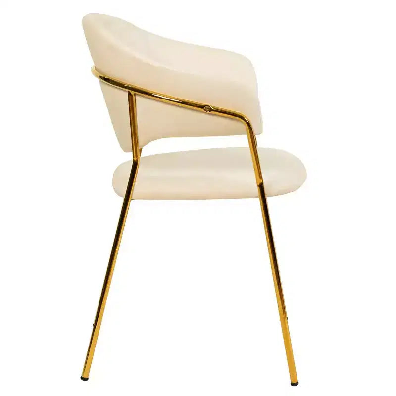 Chaise de salle à manger recouverte de cuir et de velours, assise et dossier ergonomiques rembourrés, fauteuil d'appoint avec piètement en acier inoxydable