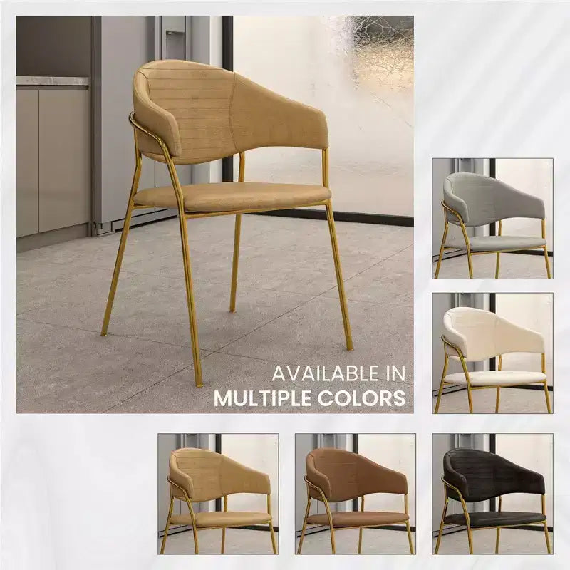 Chaise de salle à manger recouverte de cuir et de velours, assise et dossier ergonomiques rembourrés, fauteuil d'appoint avec piètement en acier inoxydable