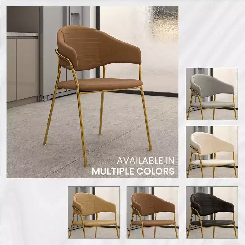 Chaise de salle à manger recouverte de cuir et de velours, assise et dossier ergonomiques rembourrés, fauteuil d'appoint avec piètement en acier inoxydable