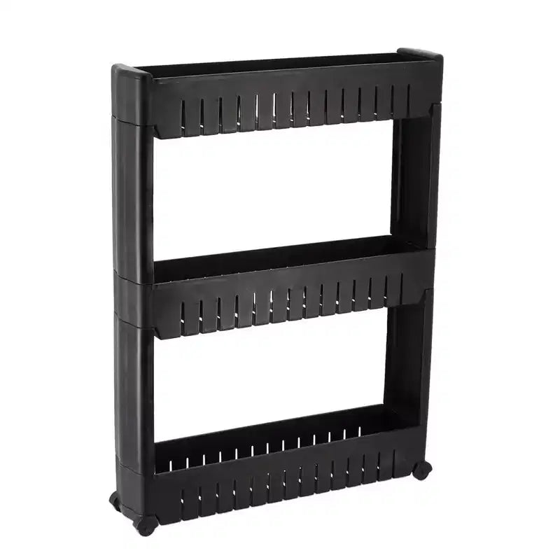 Chariot de rangement fin à roulettes à 3 niveaux, polypropylène, disponible en blanc, gris, noir