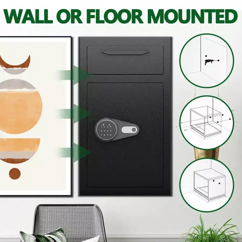 Depository Drop Safe with Digital Keypad, Deposit Slot & 2 Spare Keys, Heavy Duty Steel
