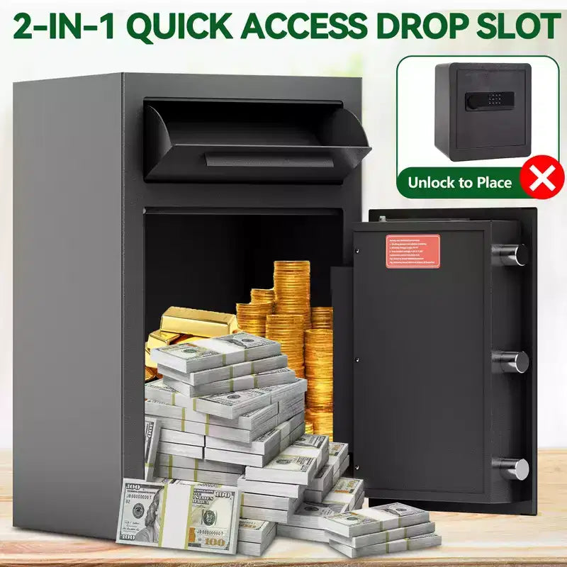 Depository Drop Safe with Digital Keypad, Deposit Slot & 2 Spare Keys, Heavy Duty Steel