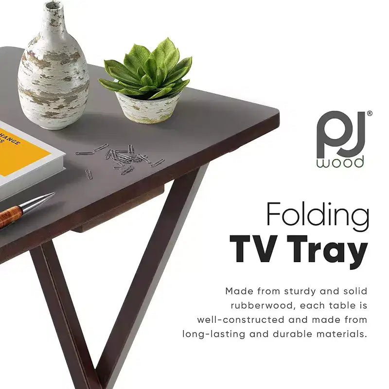Table de plateau à collation pliable en bois pour téléviseur, marron