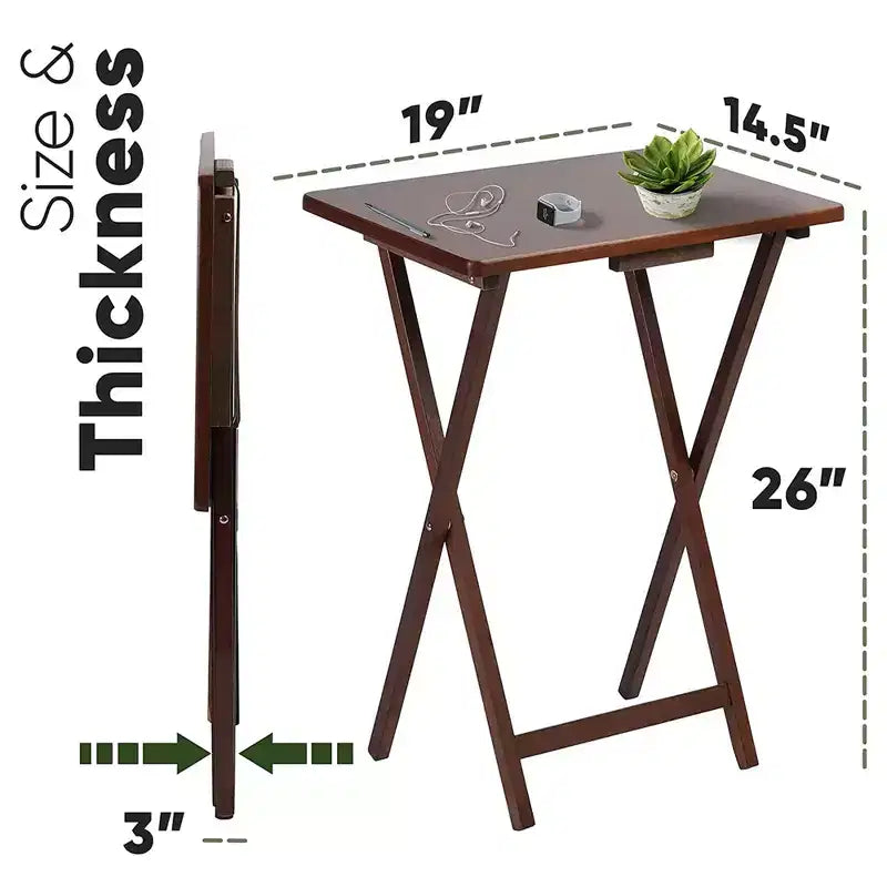 Table de plateau à collation pliable en bois pour téléviseur, marron