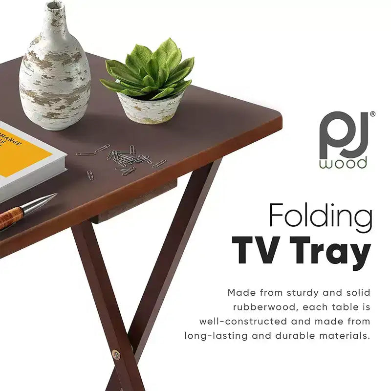 Table de plateau à collation pliable en bois pour téléviseur, marron
