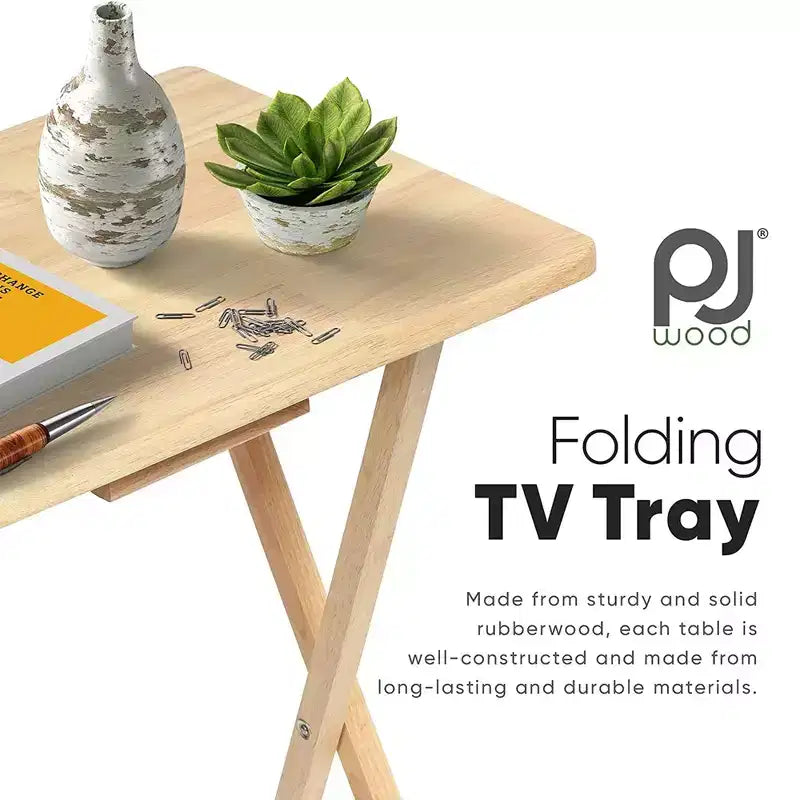 Table de plateau à collation pliable en bois pour téléviseur, marron