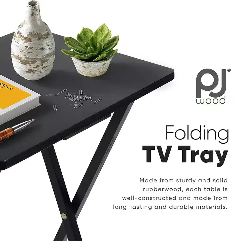 Folding Portable Wood TV Snack Tray Table, Brown