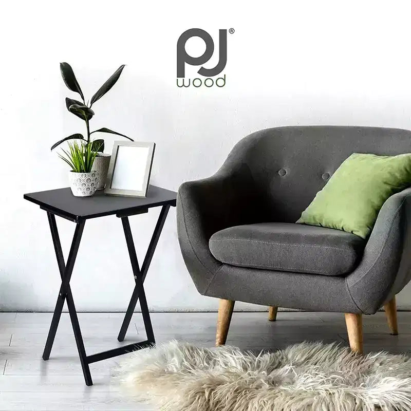 Table de plateau à collation pliable en bois pour téléviseur, marron