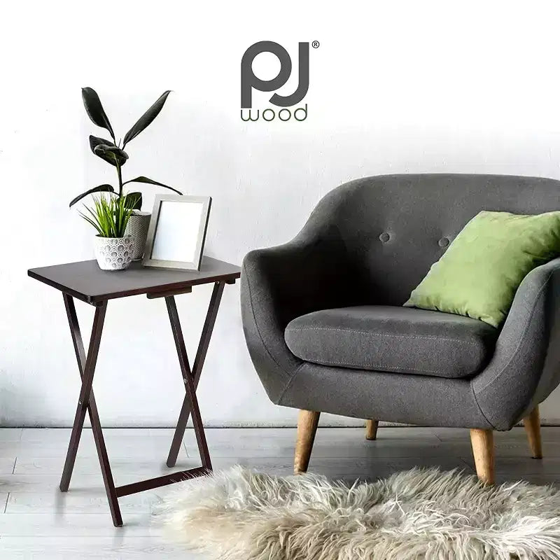 Table de plateau à collation pliable en bois pour téléviseur, marron