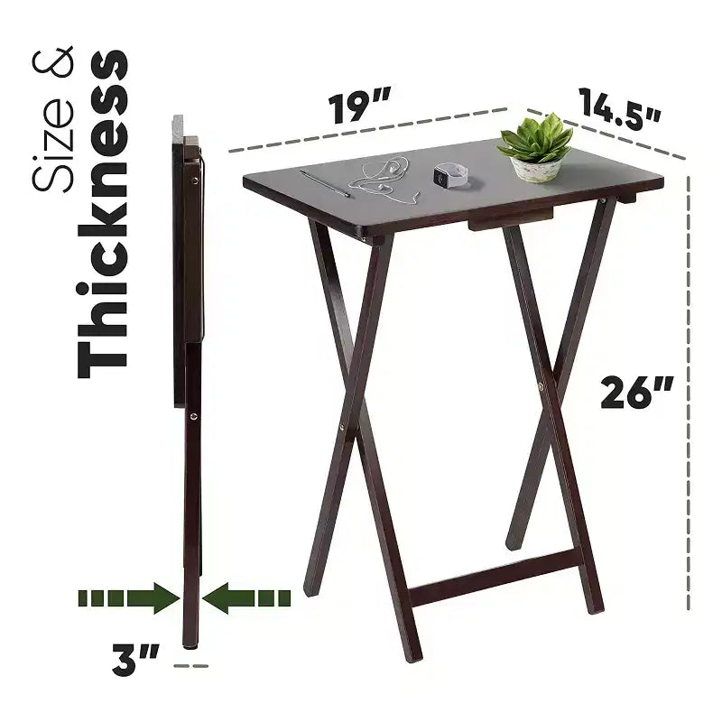 Table de plateau à collation pliable en bois pour téléviseur, marron
