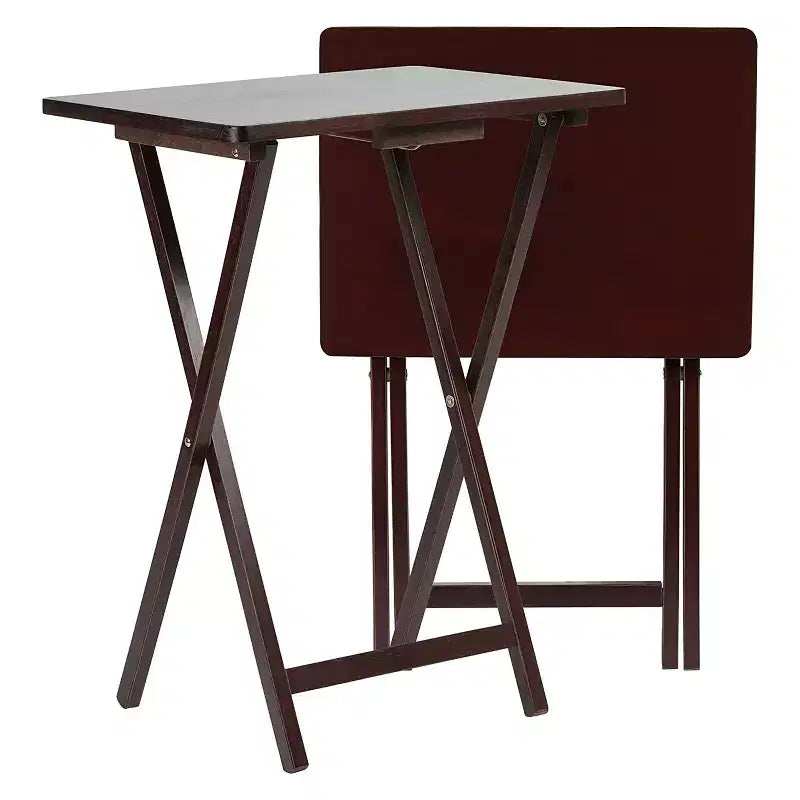 Folding Portable Wood TV Snack Tray Table, Brown
