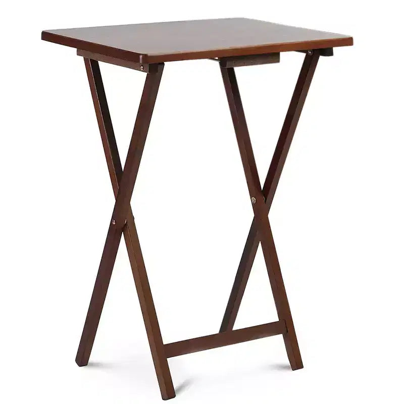 Folding Portable Wood TV Snack Tray Table, Brown