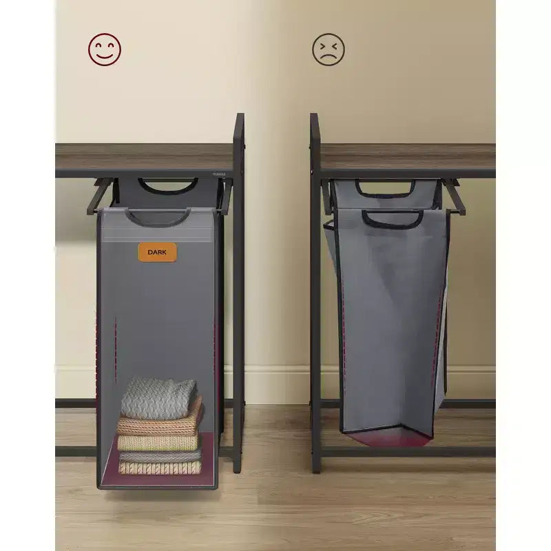 3-Compartment Rolling Laundry Hamper Sorter, 26.4 Gal with Shelves & Side Pockets