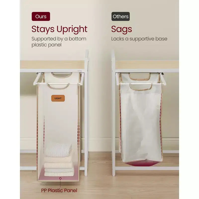 3-Compartment Rolling Laundry Hamper Sorter, 26.4 Gal with Shelves & Side Pockets
