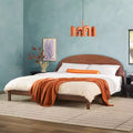 Lit plateforme King Boho avec tête de lit cintrée en pin massif