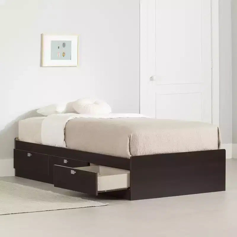 Twin Platform Bed with Storage Drawers for Kids