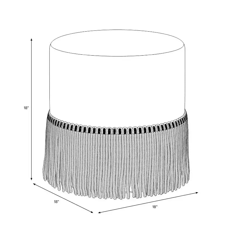Pouf tambour à franges en velours
