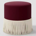 Pouf tambour à franges en velours